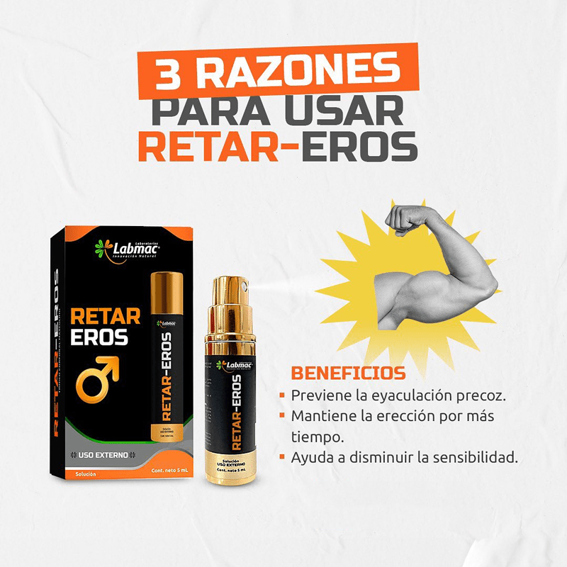 RETAR - EROS Spray | Retardante Sexual Masculino, Spray Retardante Eyaculación Hombre LabMac - DiiP Secret Sex Shop Ecuador