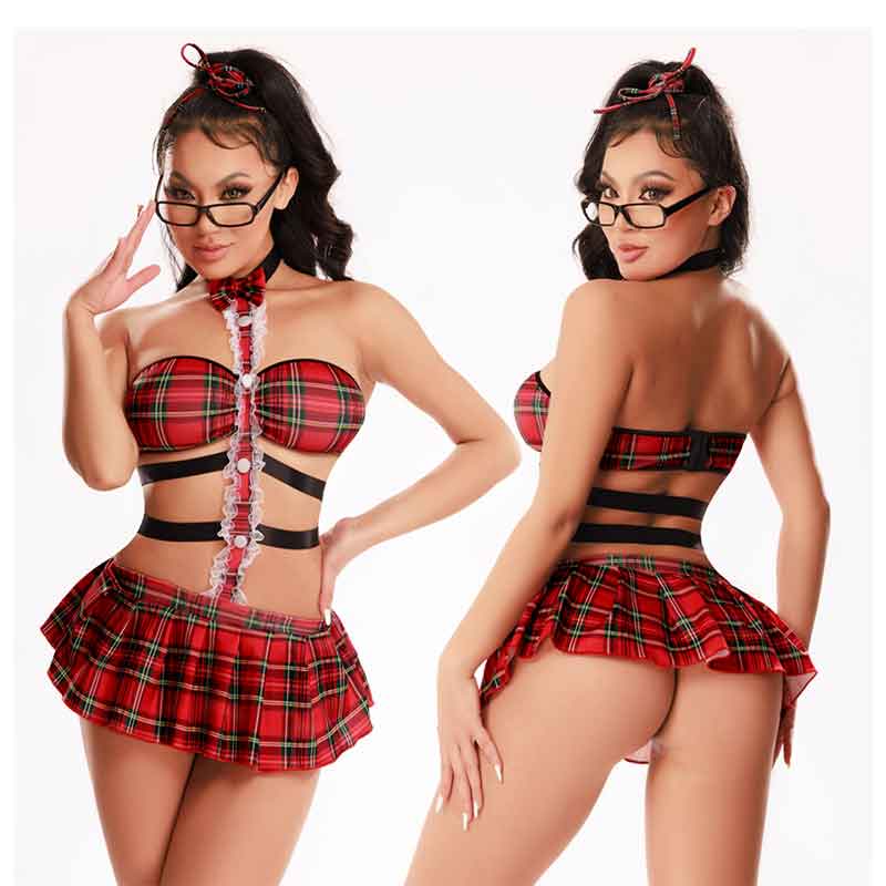 DISFRAZ SEXY | COLEGIAL | ROJO | GEMA Lace & Fire Lingerie - DiiP Secret Sex Shop Ecuador