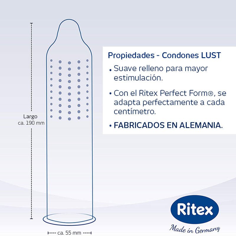 PRESERVATIVO | Estimulante con relieve y estrías | hipoalergénico | RITEX LUST-Ritex-preservativo-DiiP Secret Sex Shop Ecuador-