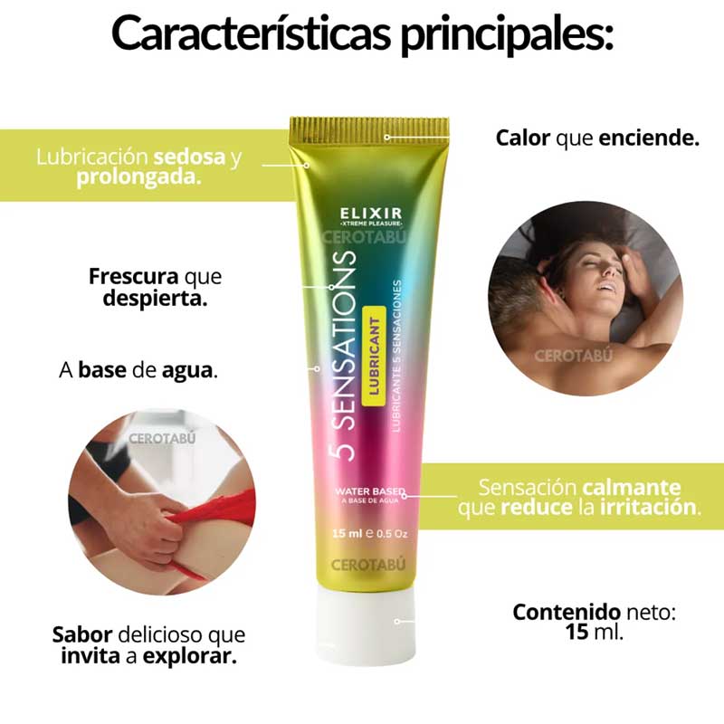 Lubricante íntimo multiefecto Elixir textura sedosa base de agua