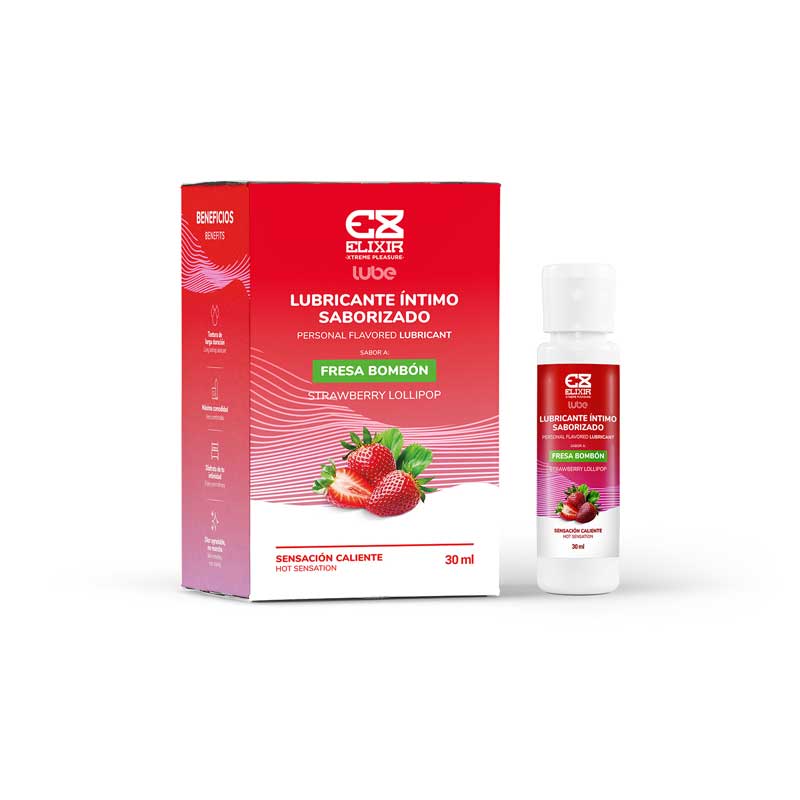 lubricante gel estimulante caliente caja y frasco sabor fresa