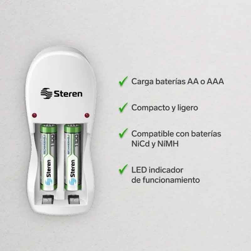 Mini Cargador de Pilas AA y AAA con 2 Pilas Incluidas - Steren Steren - DiiP Secret Sex Shop Ecuador