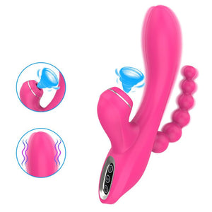 Vibrador Conejo Punto G con Succionador de Clítoris y Estimulador para Perineo y Anal, Multifunción 3 en 1 | Camila DiiP Secret - DiiP Secret Sex Shop Ecuador